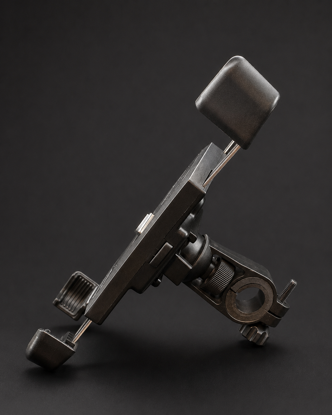 VOLTREX Anti-Shake Phone Mount securely holding phone on bike handlebar with 360° rotation and four-corner grip