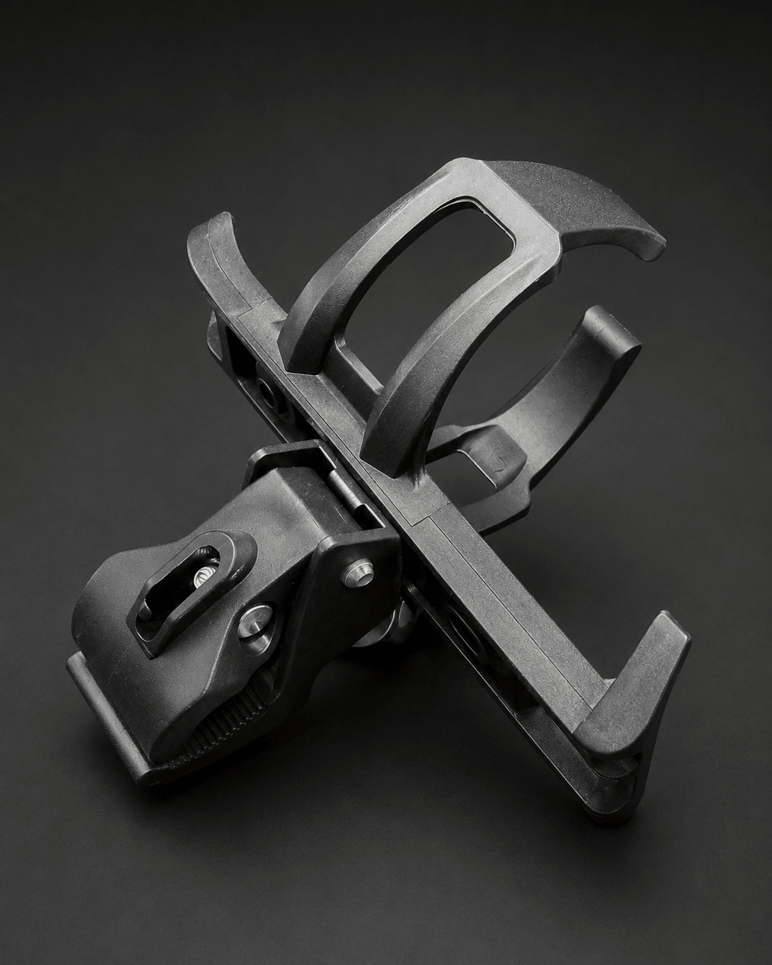 VOLTREX Bottle Holder mounted on black e-bike handlebar with adjustable 360-degree clamp.