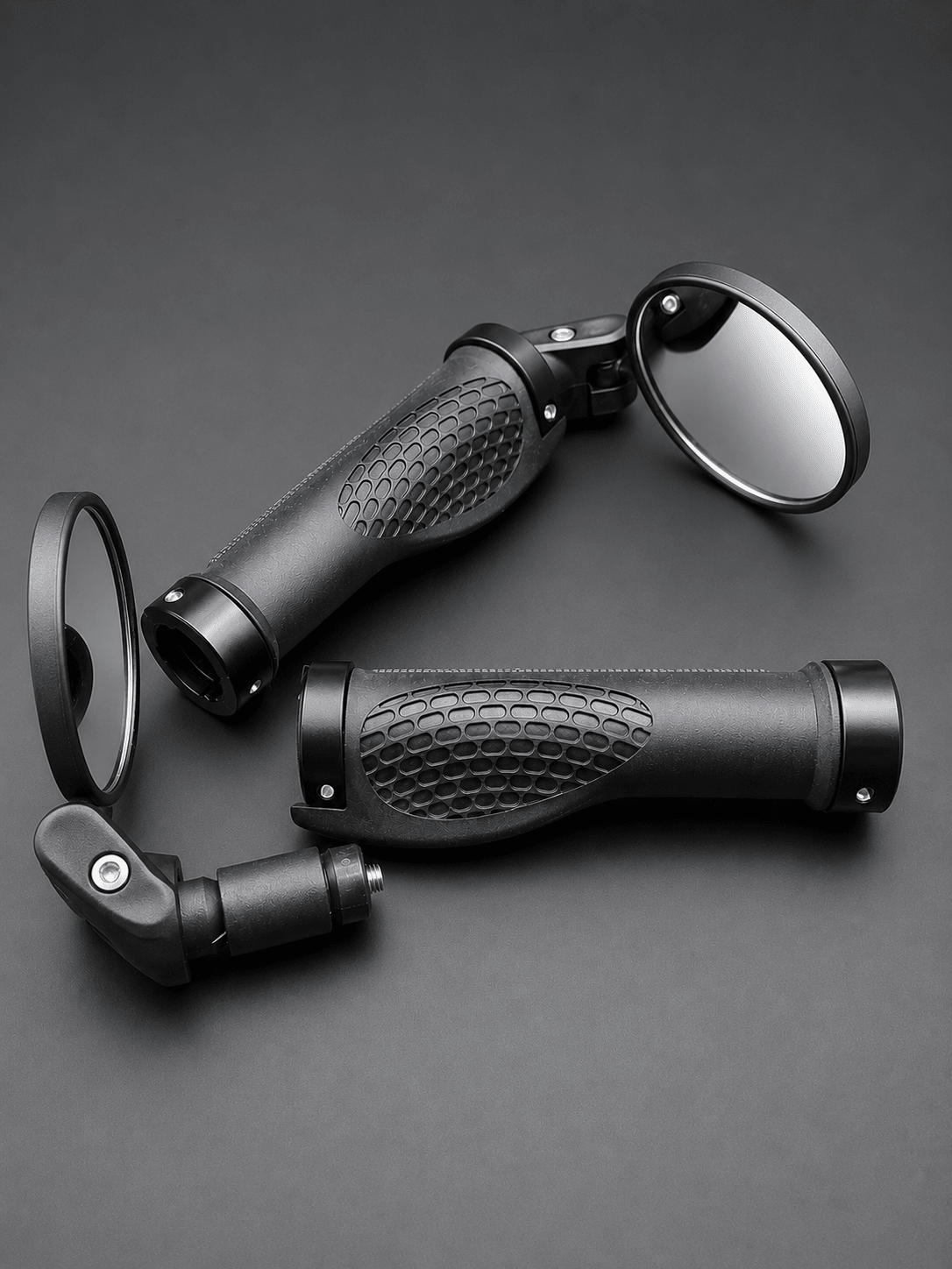 VOLTREX Comfort Grip & Mirror Set with ergonomic grips and adjustable bar-end mirrors for bike handlebars
