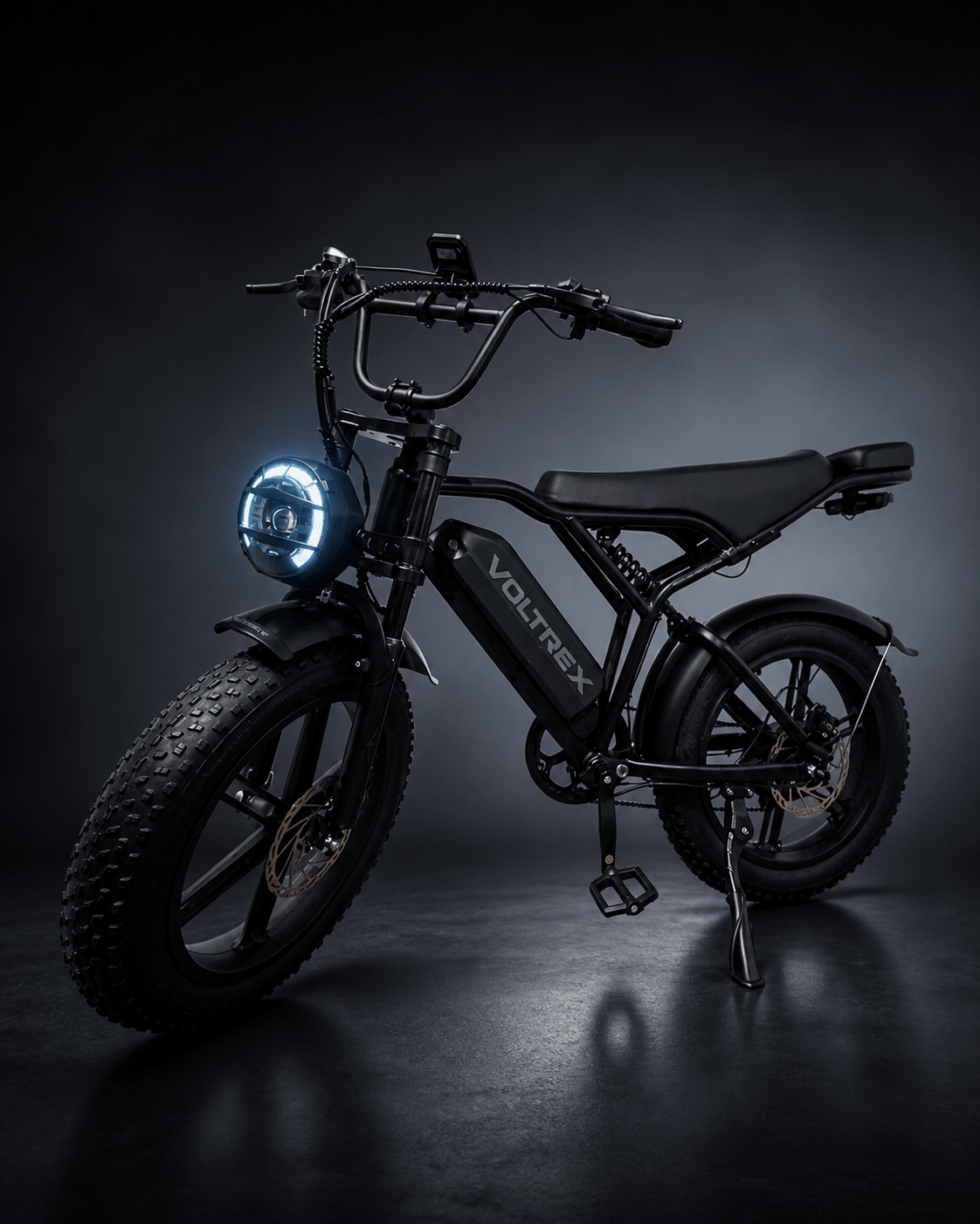VOLTREX GRID SPORT compact fat-tire e-bike with dual suspension and 750W motor for off-road riding