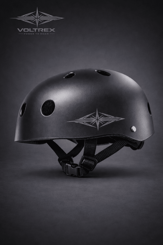 VOLTREX Matte Black bike helmet with adjustable fit and multi-vent design, size large, matte finish