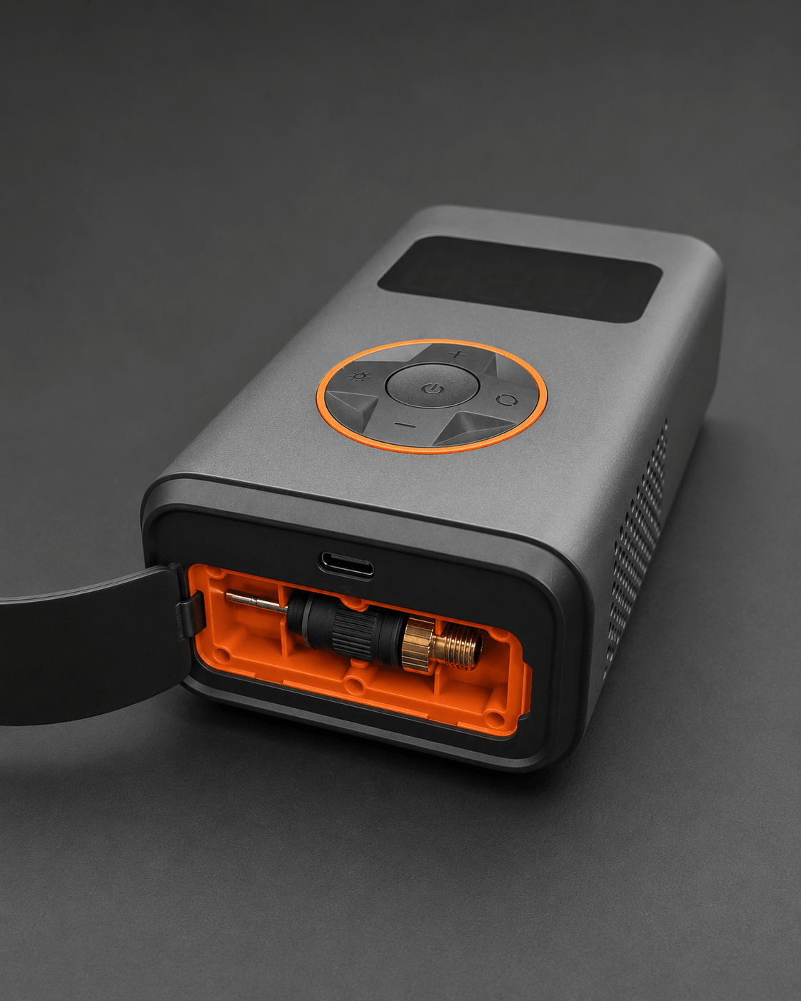 VOLTREX portable electric air pump with digital display and LED light for bikes and inflatables